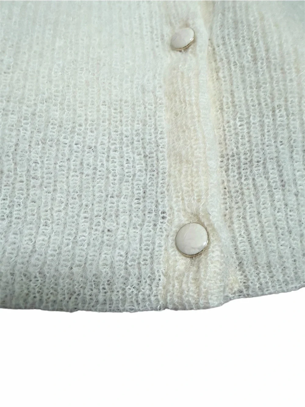 SEZANE Barry Ivory Ecru Mohair Alpaca Blend Cardigan Sweater V Neck Size XS - Picture 6 of 13
